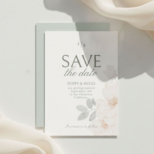 Ivory & Sage | Carte de Faire-Part de Mariage Flor