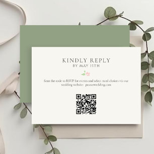 Ivory & Sage Carte de réponse QR RSVP Florale Ch