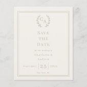 Ivory sage green budget wedding Save the Date Flyer (Voorkant)