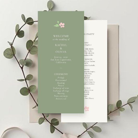 Ivory & Sage | Programme de mariage floral rose ch