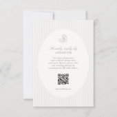 Ivory & Sand | Carte de réponse ovale à rayures fl (Devant)