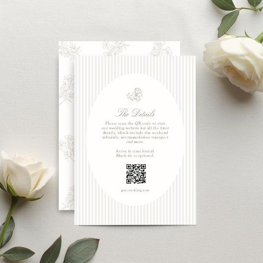 Ivory & Sand | Carte de réponse ovale à rayures fl