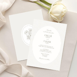 Ivory & Sand Faire-part de mariage ovale botaniq
