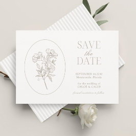 Ivory & Sand | Streep Bloemen Bruiloft Save the Da Date