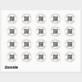 Ivory satin gradiëntgrens QR-code en tekst Ronde Sticker (Vel)