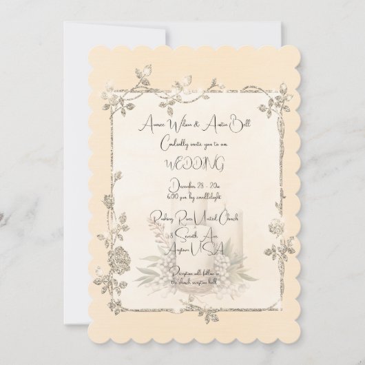 Ivory Shiny Elegant Sparkly Frame Wedding Kaart (Voorkant)