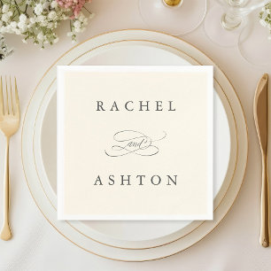 Ivory Simple Elegant Wedding Napkins Servet