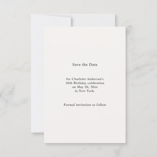 Ivory simple modern photo Birthday Save the Date (Dos)