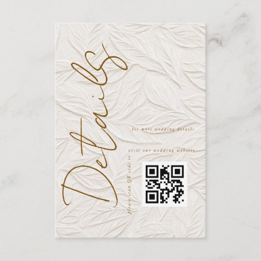 Ivory Simple QR code Wedding Details  Informatiekaartje (Voorkant)