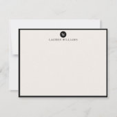 ivory, Single Initial Black Border Note card Kaart (Voorkant)