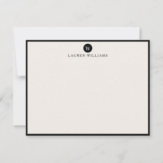ivory, Single Initial Black Border Note card Kaart (Voorkant)