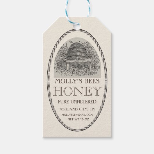 Ivory Skep Honey Label met fancy grens Cadeaulabel (Voorkant)