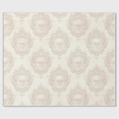 Ivory skulls Damask Baroque Patterned Cadeaupapier (Vlak)