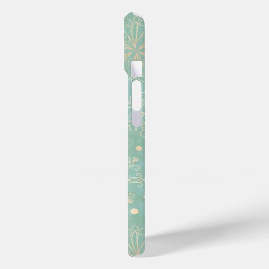 Ivory Snowflakes op Mint Kerstmis Case-Mate iPhone Case (Achterkant / Links)