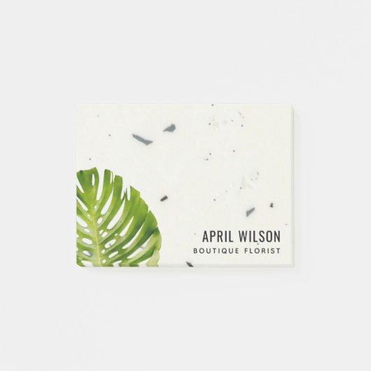 IVORY STONE WATERVERF GREEN MONSTERA LEAF FOLIAGE POST-IT® NOTES (Voorkant)