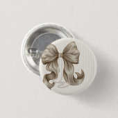 Ivory Striped Bow Baby Shower  Ronde Button 3,2 Cm (Voorkant /achterkant)