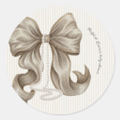Ivory Striped Bow Baby Shower  Ronde Sticker (Voorkant)