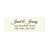 Ivory Stylized Names Wedding Address Etiket (Voorkant)