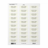 Ivory Stylized Names Wedding Address Etiket (Full Sheet)
