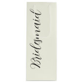Ivory Stylized Script Wedding Bridesmaid Wijn Cadeautas (Voorkant)
