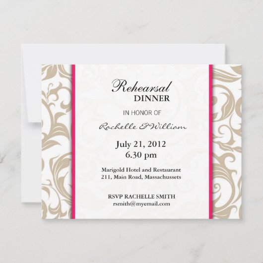Ivory Swirl Rehearsal Dinner Kaart (Voorkant)