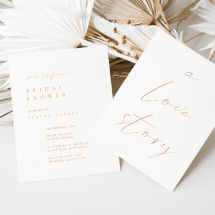 Ivory & Tan Minimalist Bridal Shower Kaart