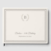 Ivory taupe Monogram Birthday Gastenboek (Voorkant)