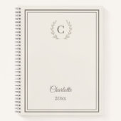 Ivory taupe Monogram Personalized Quiet Luxury Notitieboek (Voorkant)