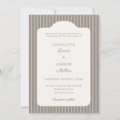 Ivory Taupe Neutral Pinstriped Wedding Kaart (Voorkant)