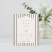 Ivory Taupe Neutral Striped Wedding invitation (Staand voorkant)