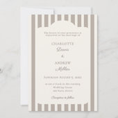 Ivory Taupe Neutral Striped Wedding  Kaart (Voorkant)