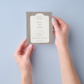 Ivory Taupe Pinstriped Wedding Save the Date Flyer (Hand)