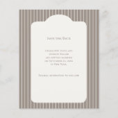 Ivory Taupe Pinstriped Wedding Save the Date Flyer (Achterkant)