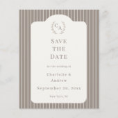 Ivory Taupe Pinstriped Wedding Save the Date Flyer (Voorkant)