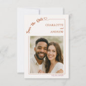 Ivory terracotta photo wedding Save the Date (Devant)