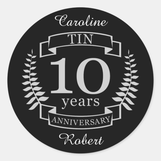 Ivory Traditional bruiloft 10 jaar Ronde Sticker (Voorkant)