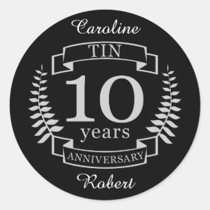 Ivory Traditional bruiloft 10 jaar Ronde Sticker