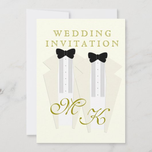 Ivory Tuxedo Two Grooms Weddenschap Kaart (Voorkant)