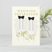 Ivory Tuxedo Two Grooms Weddenschap Kaart (Staand voorkant)