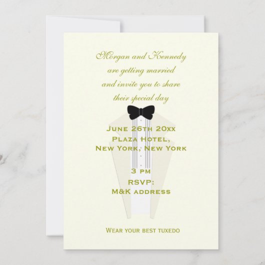 Ivory Tuxedo Two Grooms Weddenschap Kaart (Achterkant)