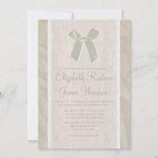 Ivory Vintage Bow & Linen Wedding Invitations