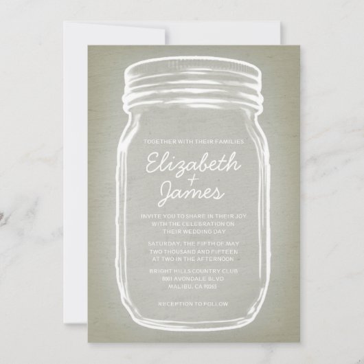 Ivory Vintage Mason Jar Mariage Invitations (Devant)