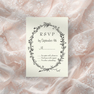 Ivory Vintage Wedding Invitation Carte RSVP