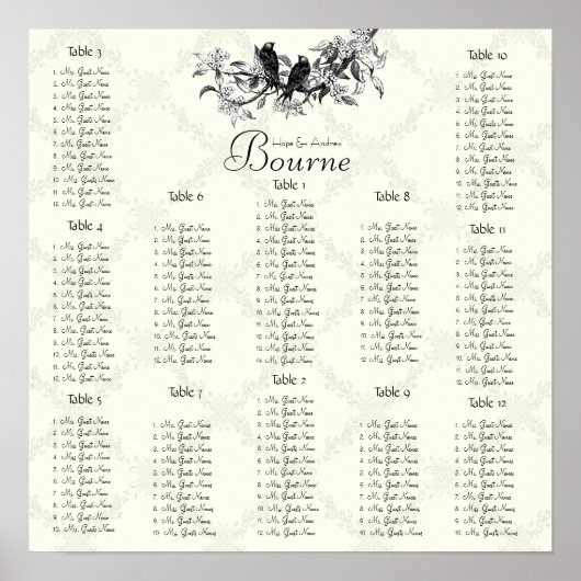 Ivory vogelzitje Grafiek 12 Tabel Poster (Voorkant)