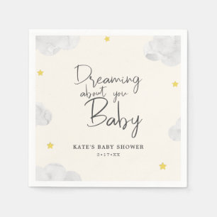 Ivory Waterverf Clouds Gender Neutral Baby shower Servet