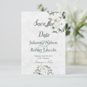 Ivory waterverf floral save the date uitnodiging