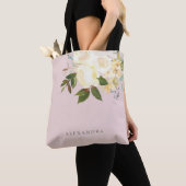Ivory Waterverf Florals op Blush Tote Bag (Dichtbij)