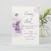 Ivory Wedding Invitation | Mauve Floral Design (Debout devant)