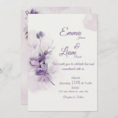 Ivory Wedding Invitation | Mauve Floral Design (Devant / Derrière)