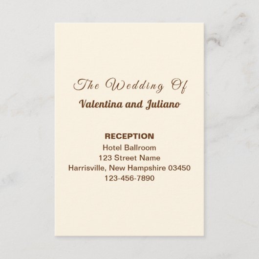 Ivory Wedding Reception Portrait Enclosure Card Informatiekaartje (Voorkant)